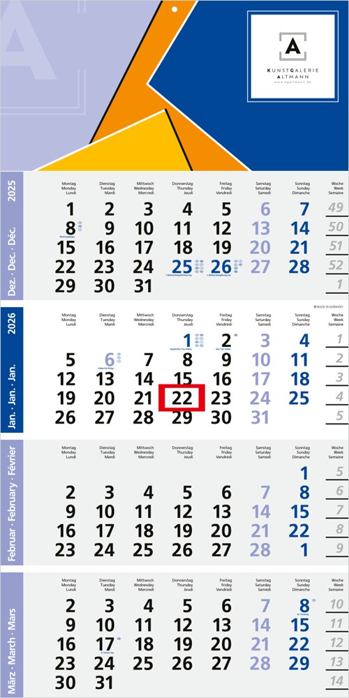 4-Monatskalender Logic 4 Post Bestseller (Einblatt)
